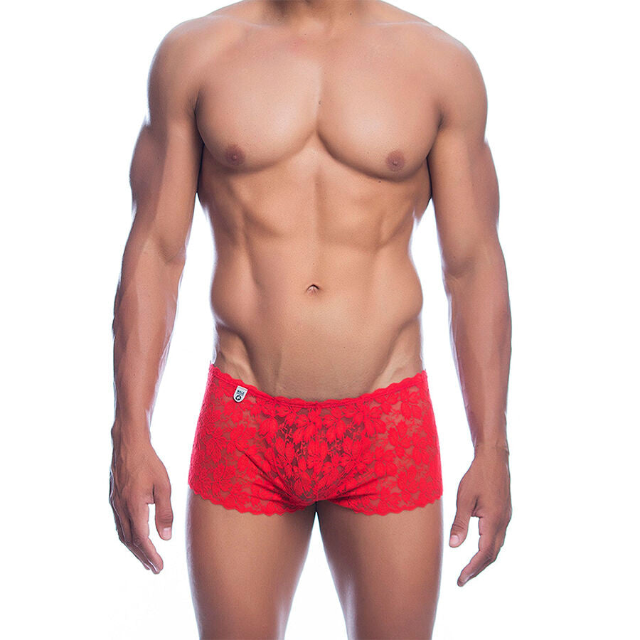 Boxer in Pizzo Erotico MOB — Rosso, Taglia S/M