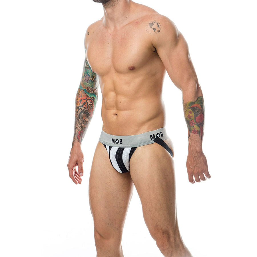 Jock Strap a Righe MOB Stripe Classic — Bianco, Taglia L