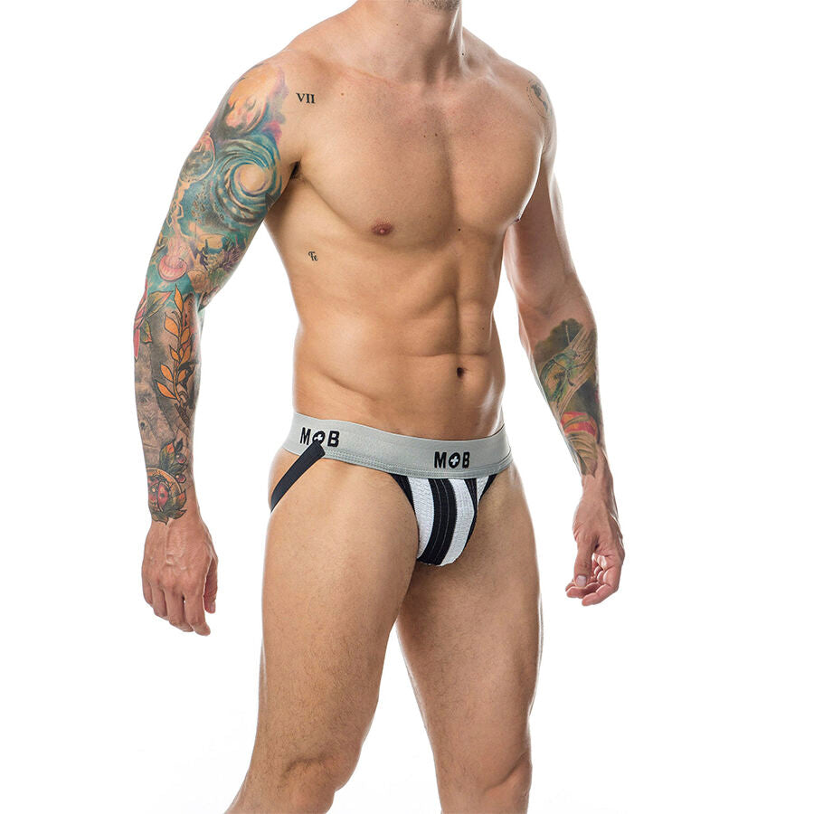 Jock Strap a Righe MOB Stripe Classic — Bianco, Taglia L