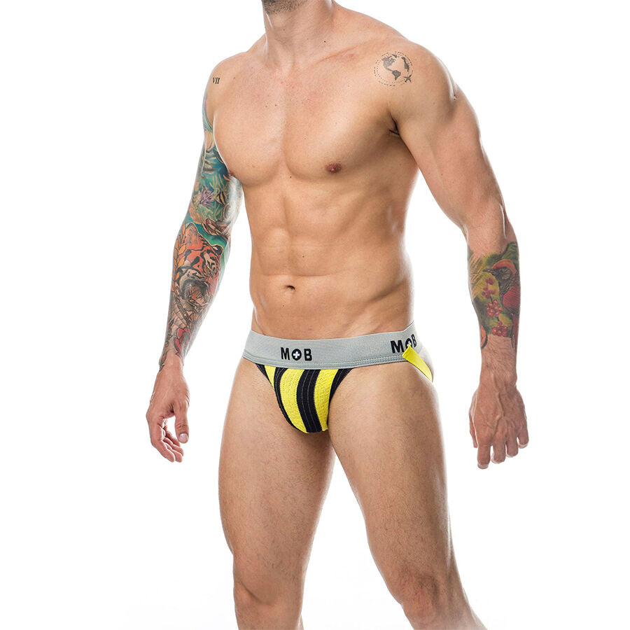 Jockstrap Uomo MOB Classic Stripe — Giallo, Taglia XXL