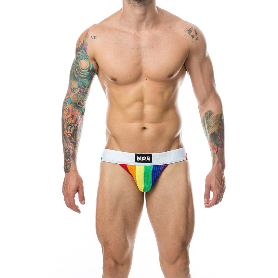 Jockstrap Classico Pride MOB Stripe — Cotone, Taglia XL
