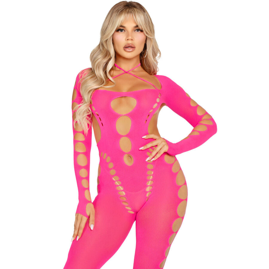 Bodystocking Rosa Schiena Aperta Leg Avenue — Taglia Unica