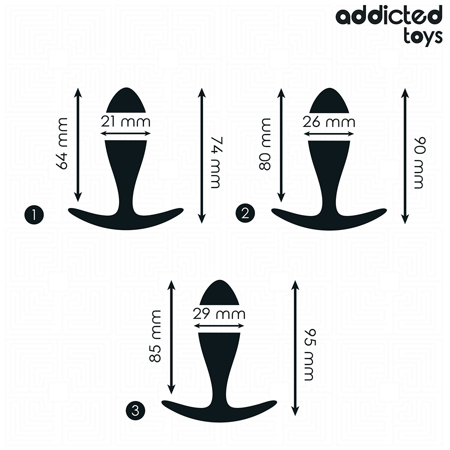 Kit Plug Anale 3 Misure Addicted Toys — Silicone, Base Ancora