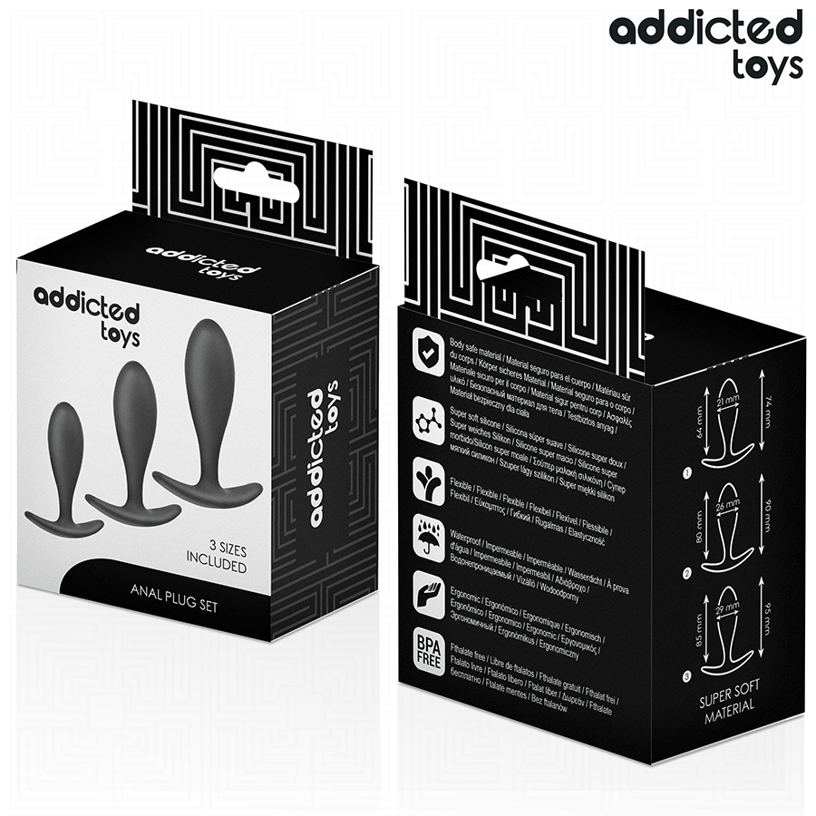 Kit Plug Anale 3 Misure Addicted Toys — Silicone, Base Ancora