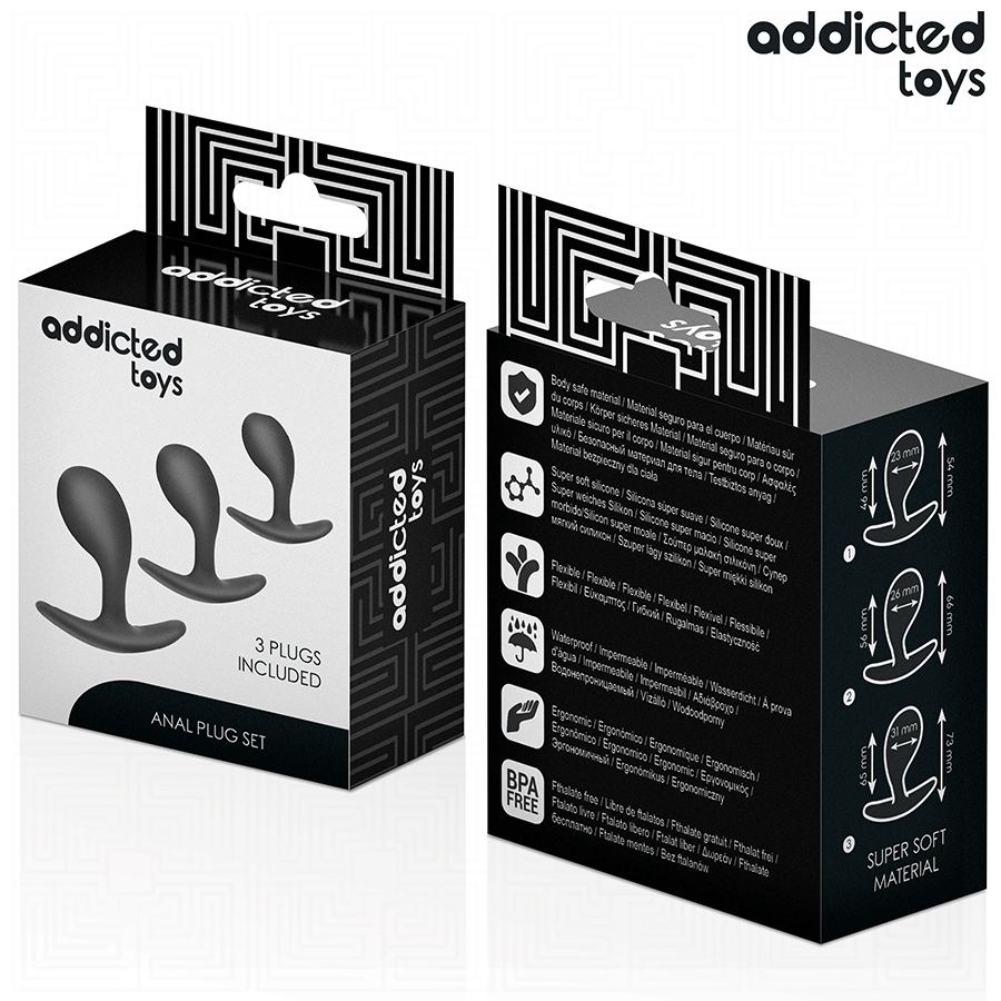 Kit Plug Anale 3 Misure Addicted Toys — Silicone, Progressivo