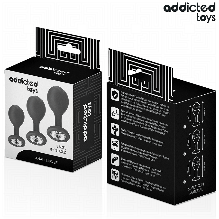 Kit Plug Anale con Gioiello Addicted Toys — 3 Misure