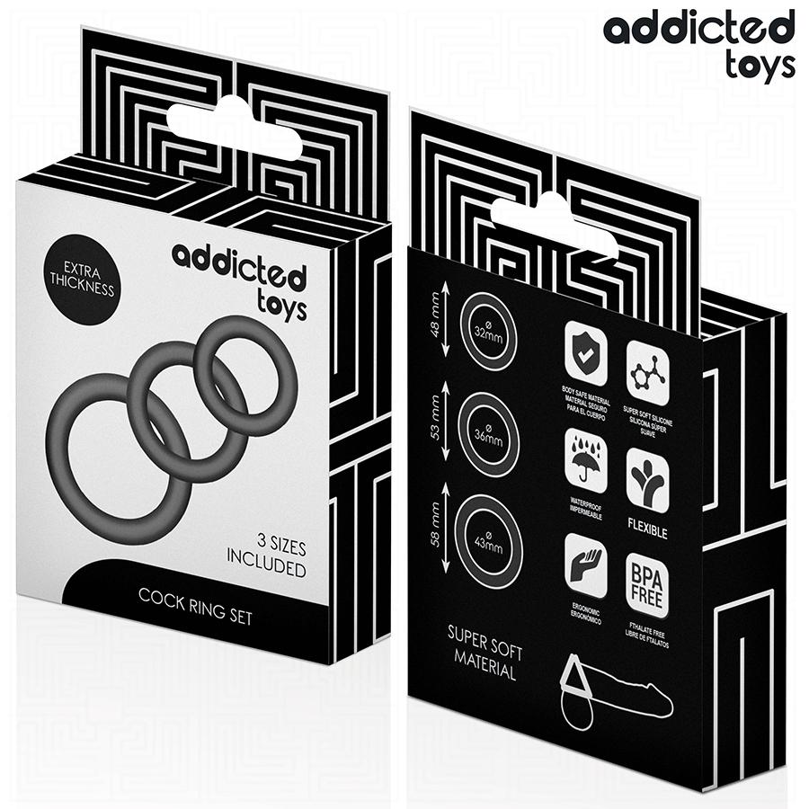 Set Anelli Fallici Silicone Addicted Toys — 3 Misure