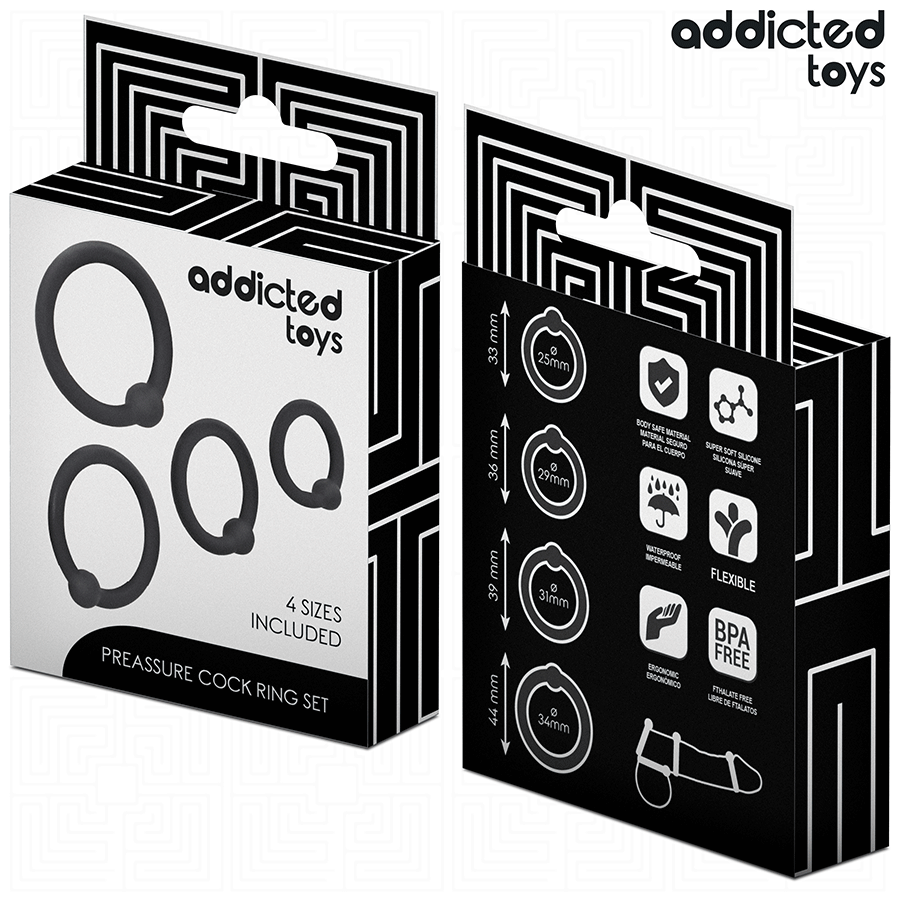 Anello Fallico Addicted Toys Set Silicone — 4 Anelli a Pressione