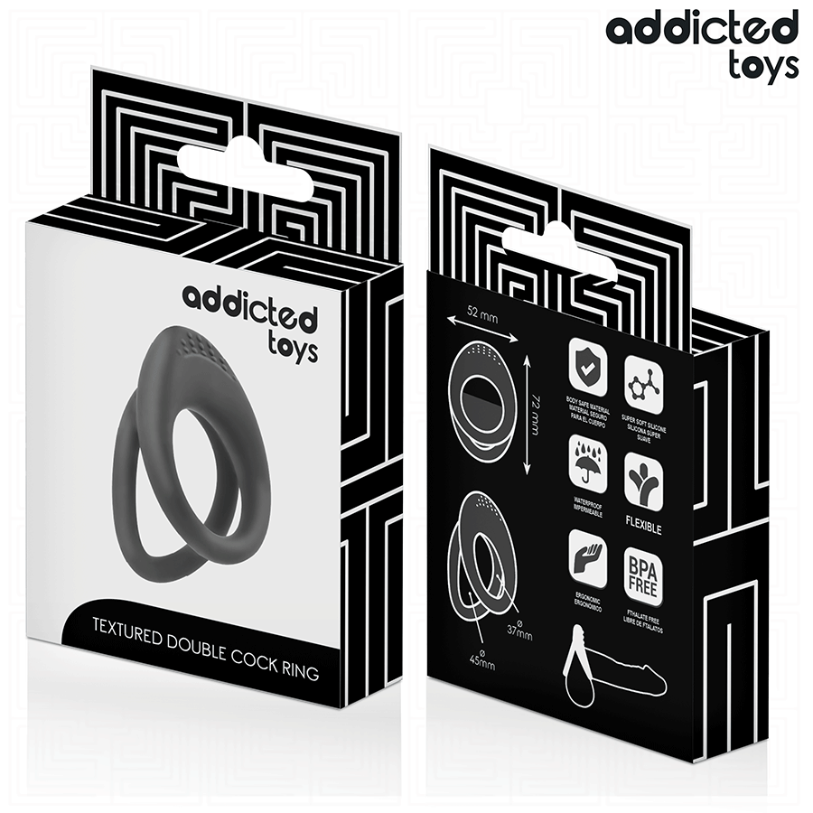 Anello Fallico Doppio Addicted Toys — Texture, Prolunga Erezione