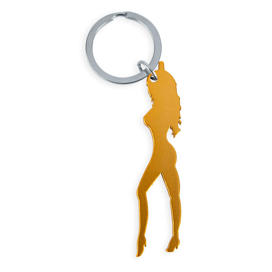 Portachiavi con Apribirra Diablo Picante — Silhouette Donna Oro