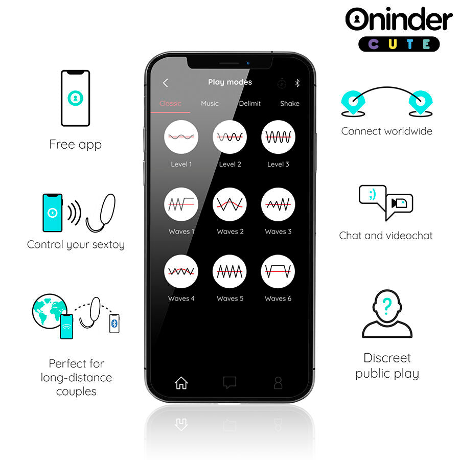 Uovo Vibrante con App Oninder Cute — Perline Rotanti, 9 Modalità