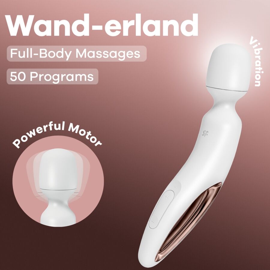 Vibratore Wand Satisfyer Wand-erland — 50 Modalità, Bianco