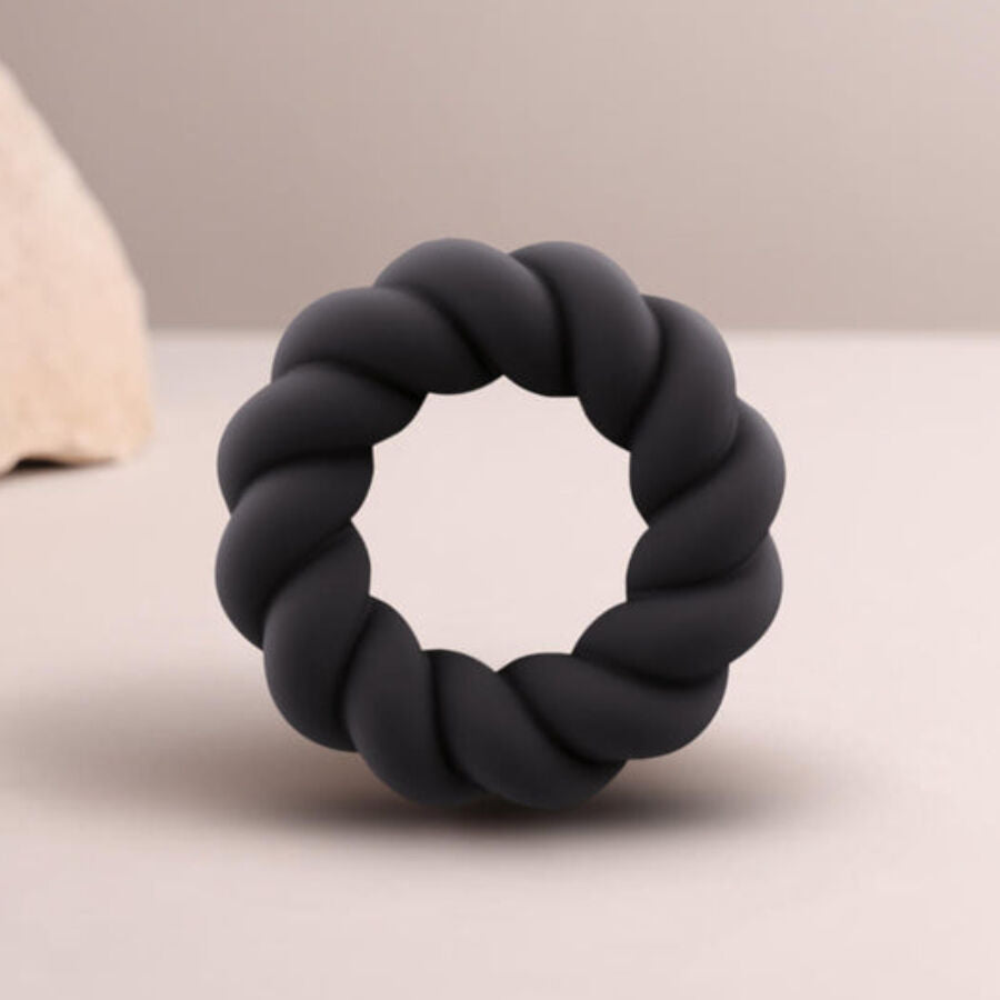 Anello Fallico Rocks-Off Twist — Silicone Flessibile, Nero