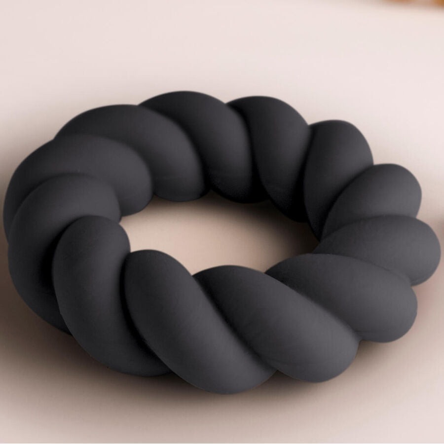 Anello Fallico Rocks-Off Twist — Silicone Flessibile, Nero