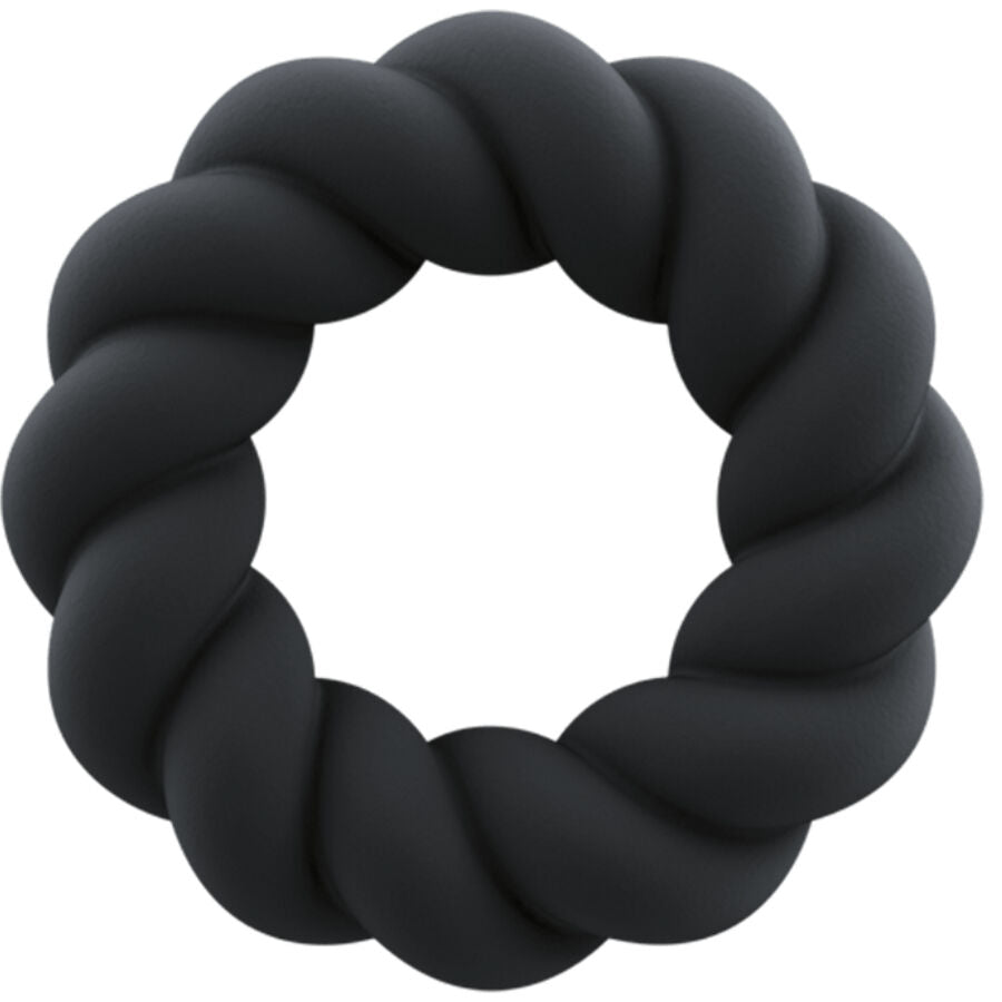 Anello Fallico Rocks-Off Twist — Silicone Flessibile, Nero