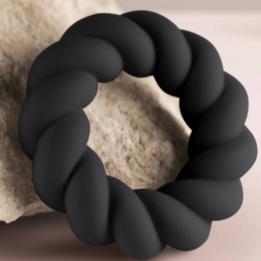 Anello Fallico Rocks-Off Twist — Silicone Flessibile, Nero