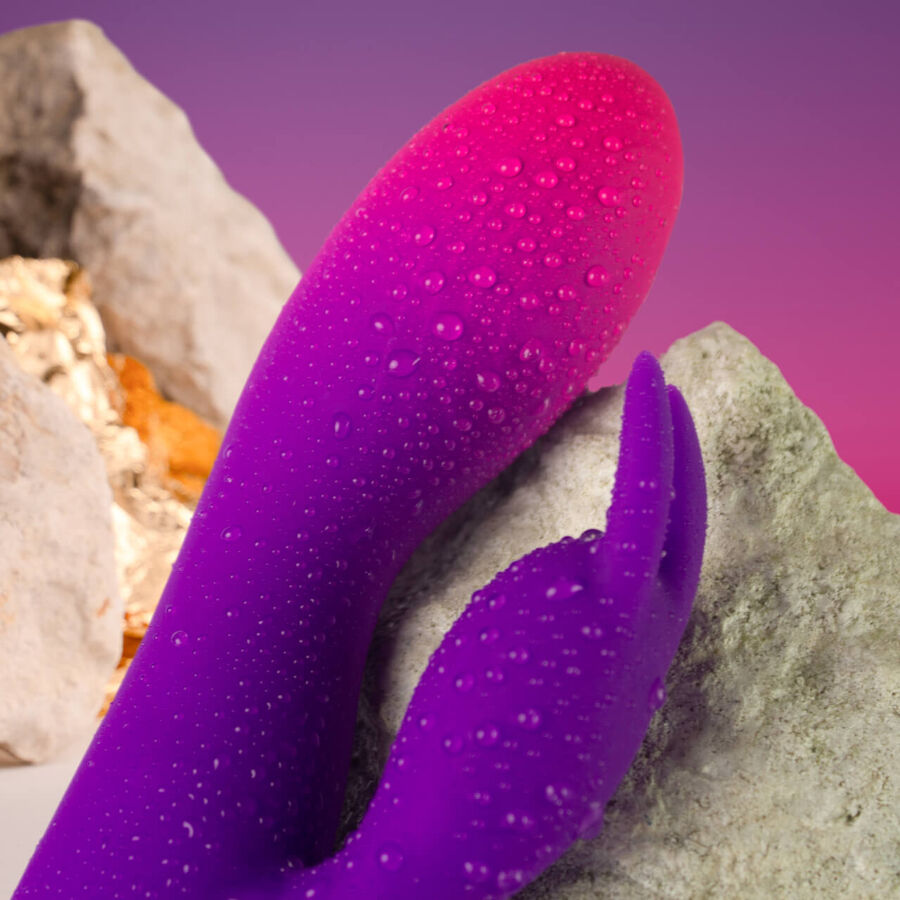 Vibratore Rabbit Rocks-Off Glo-Girl — Doppio Motore, Viola