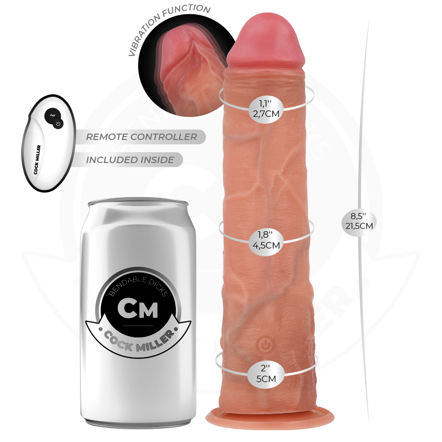 Dildo Realistico Vibrante con Telecomando Cock Miller — 21,5 cm