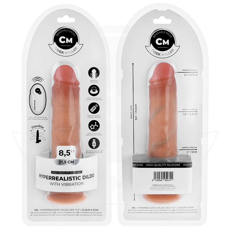 Dildo Realistico Vibrante con Telecomando Cock Miller — 21,5 cm