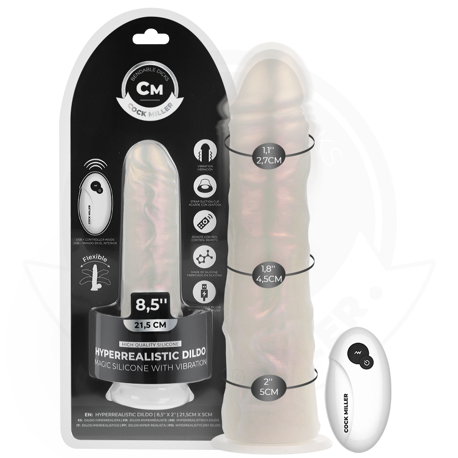 Dildo Realistico Vibrante con Luce Cock Miller — 21,5 cm