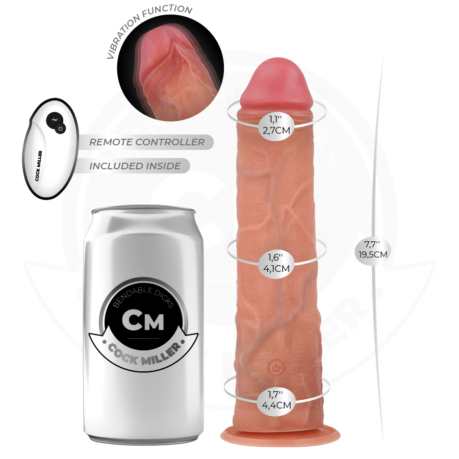 Dildo Realistico Vibrante con Ventosa Cock Miller — 19,5 cm