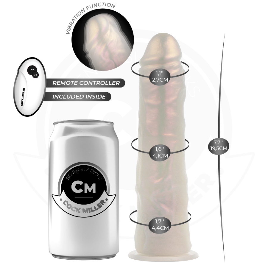 Dildo Realistico Vibrante con Luci Cock Miller — 19,5 cm