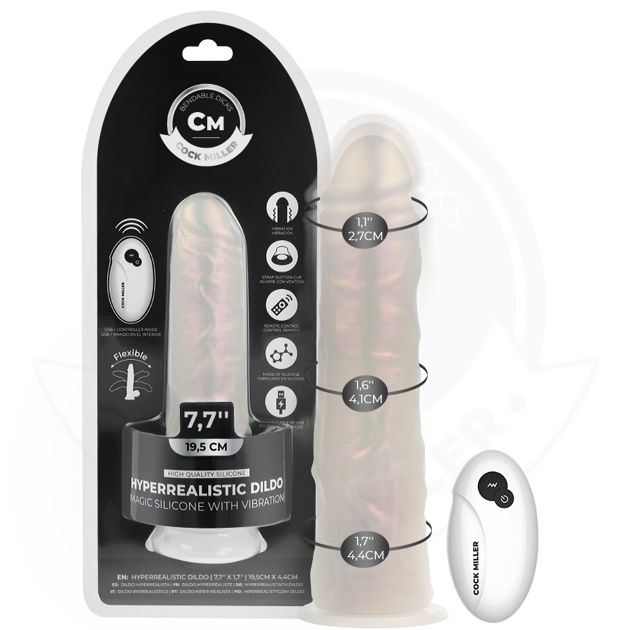 Dildo Realistico Vibrante con Luci Cock Miller — 19,5 cm