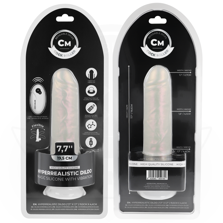 Dildo Realistico Vibrante con Luci Cock Miller — 19,5 cm
