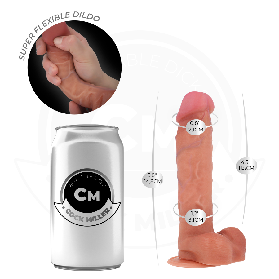 Dildo Realistico Flessibile Cock Miller — Ventosa, 14,8 cm