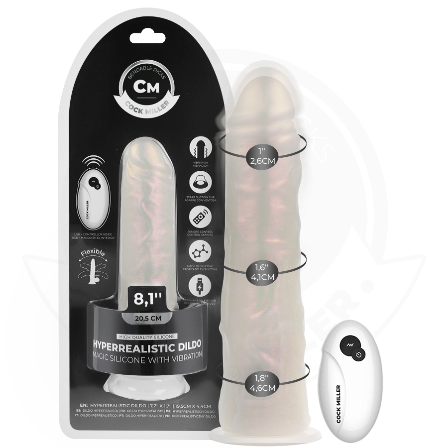 Dildo Realistico Vibrante con Luce Cock Miller — 20,5 cm