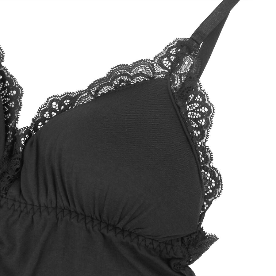 Lingerie Sexy Subblime Orsacchiotto Pizzo Floreale — Nero L/XL