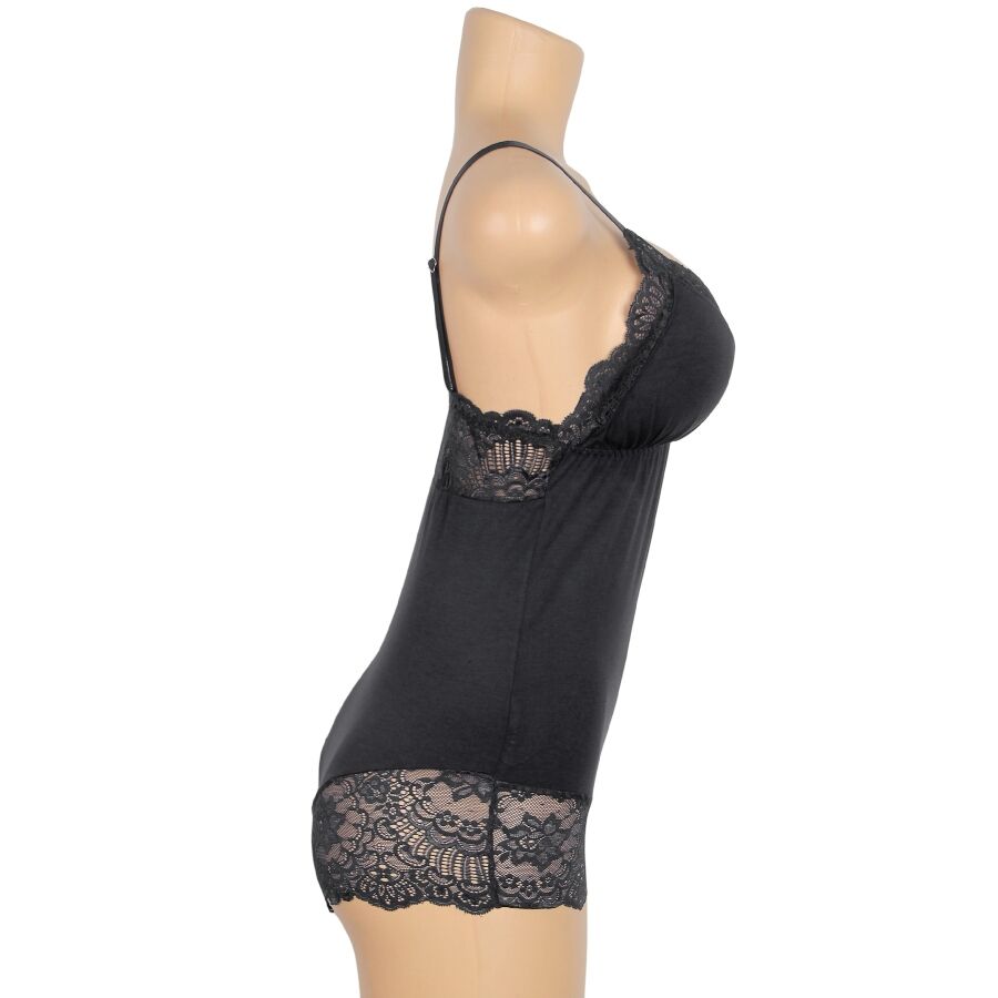 Lingerie Sexy Subblime Orsacchiotto Pizzo Floreale — Nero L/XL
