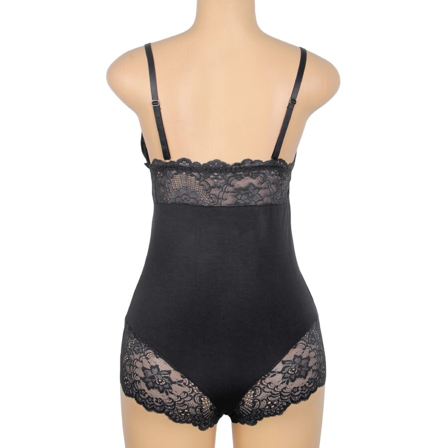 Lingerie Sexy Subblime Orsacchiotto Pizzo Floreale — Nero L/XL
