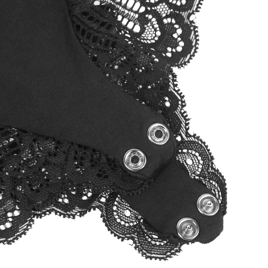 Lingerie Sexy Subblime Orsacchiotto Pizzo Floreale — Nero L/XL