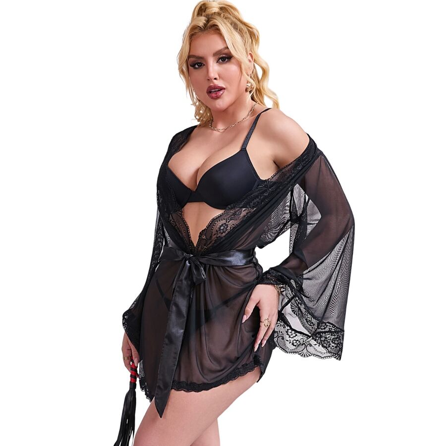 Vestaglia Trasparente con Pizzo Subblime — Nera, S/M