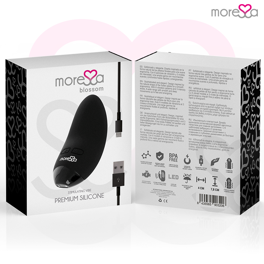 Vibratore Clitoride Moressa Blossom — 6 Modalità, Nero