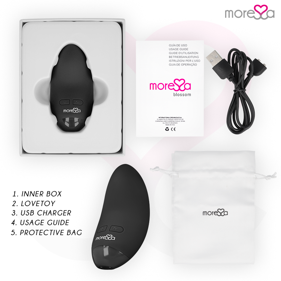 Vibratore Clitoride Moressa Blossom — 6 Modalità, Nero