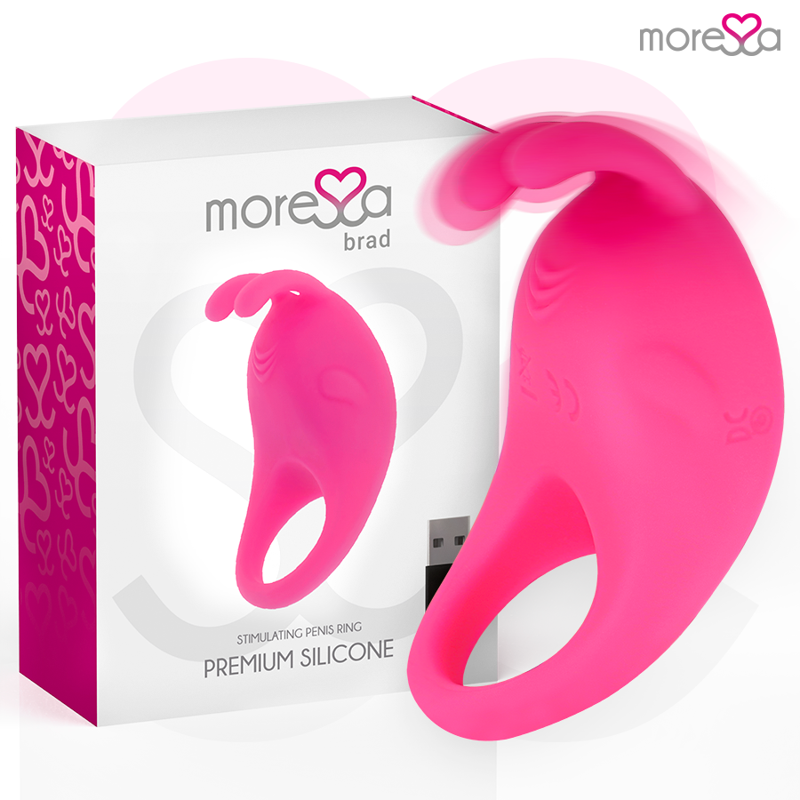 Anello Fallico Vibrante Moressa Brad Premium — Silicone, Rosa