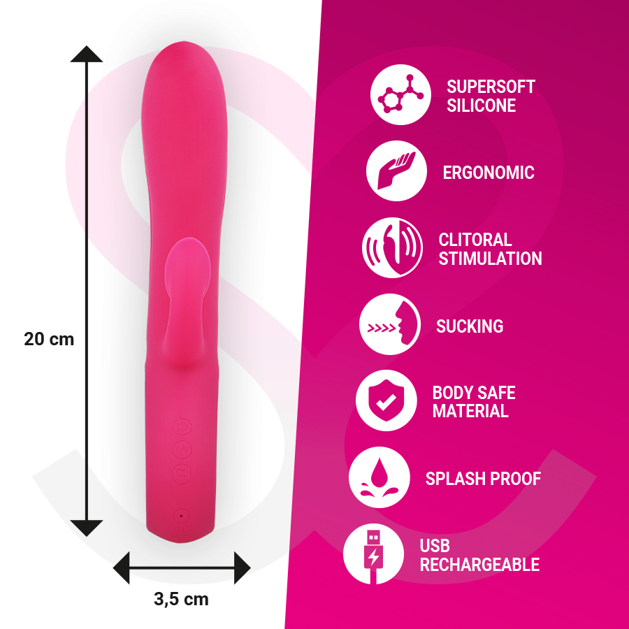 Vibratore Rabbit con Succhia Clitoride Moressa Dustin — Silicone