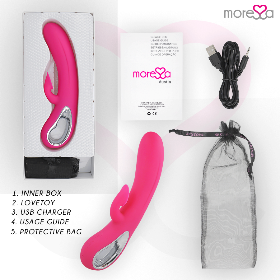 Vibratore Rabbit con Succhia Clitoride Moressa Dustin — Silicone