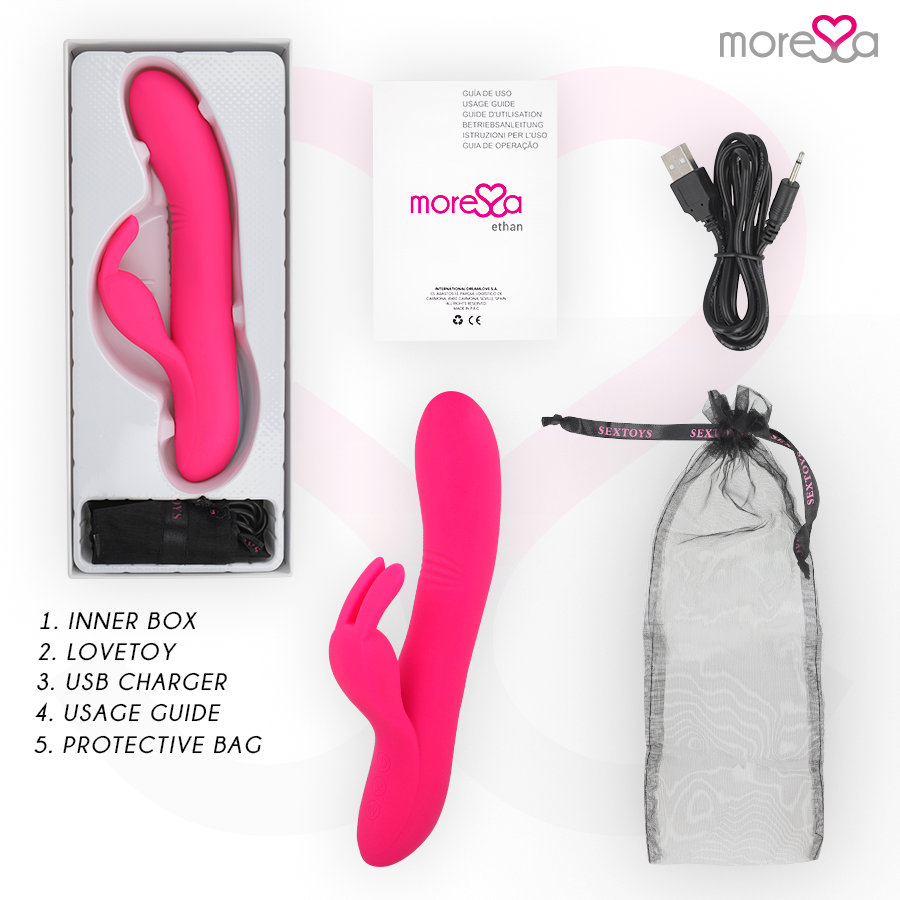 Vibratore Rabbit Moressa Ethan Premium — Silicone, Ricaricabile