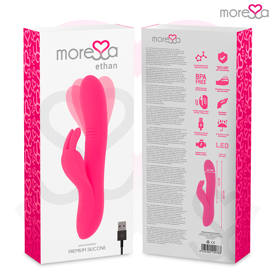 Vibratore Rabbit Moressa Ethan Premium — Silicone, Ricaricabile