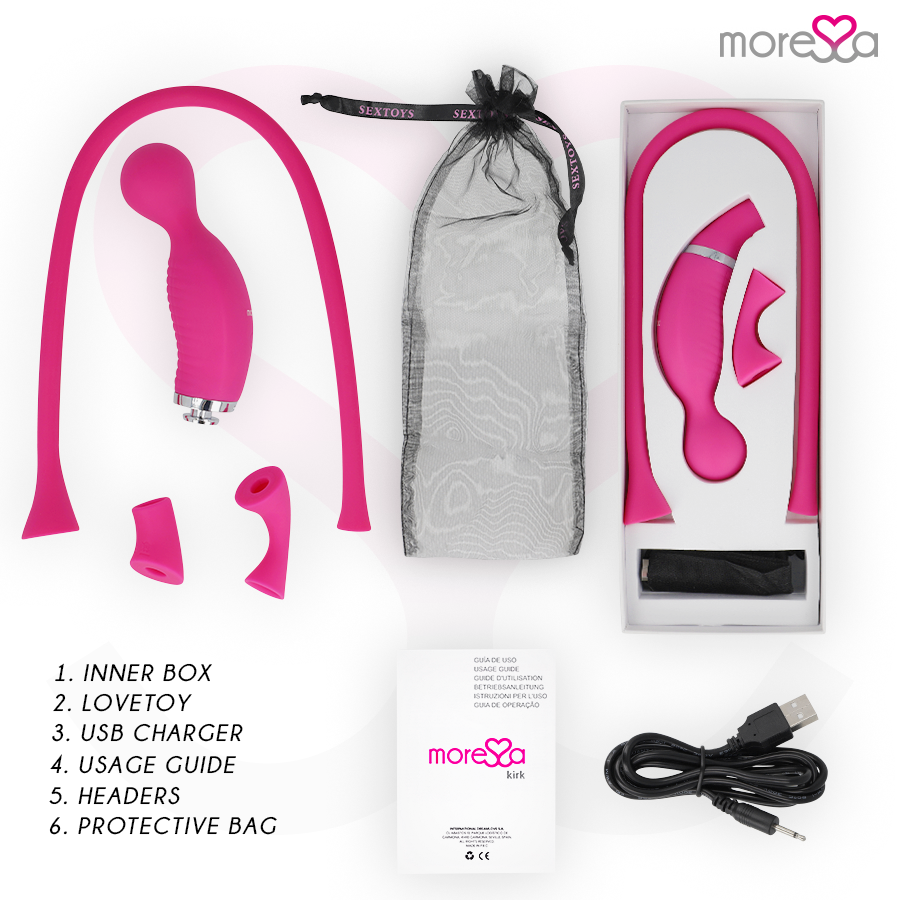 Vibratore Rabbit con Succhia Clitoride Moressa Kirk Duo — Silicone
