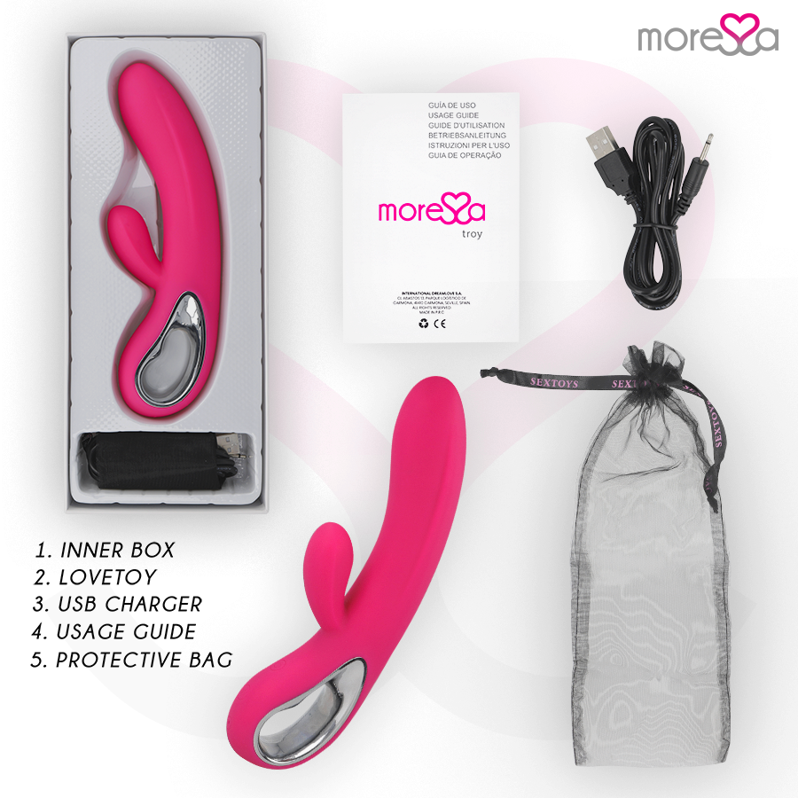Vibratore Rabbit Punto G e Clitoride Moressa Troy — Silicone