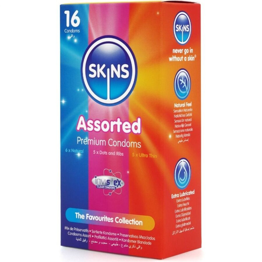 Preservativi Assortiti Skins — 16 Pezzi, Varietà di Texture