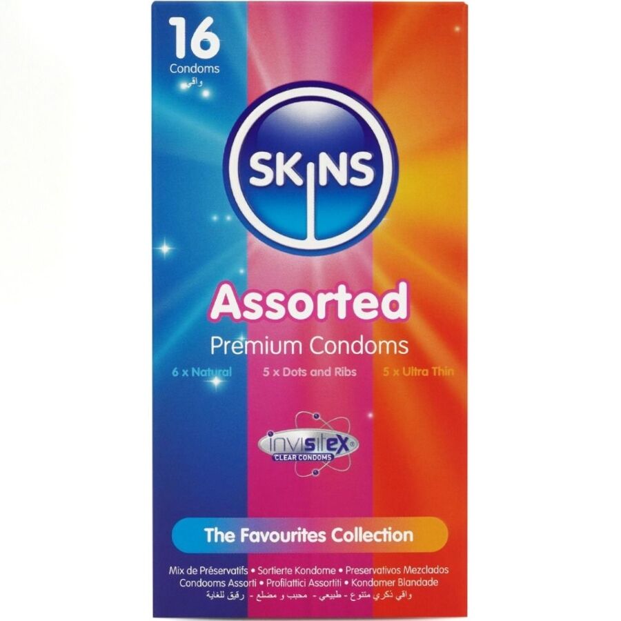 Preservativi Assortiti Skins — 16 Pezzi, Varietà di Texture