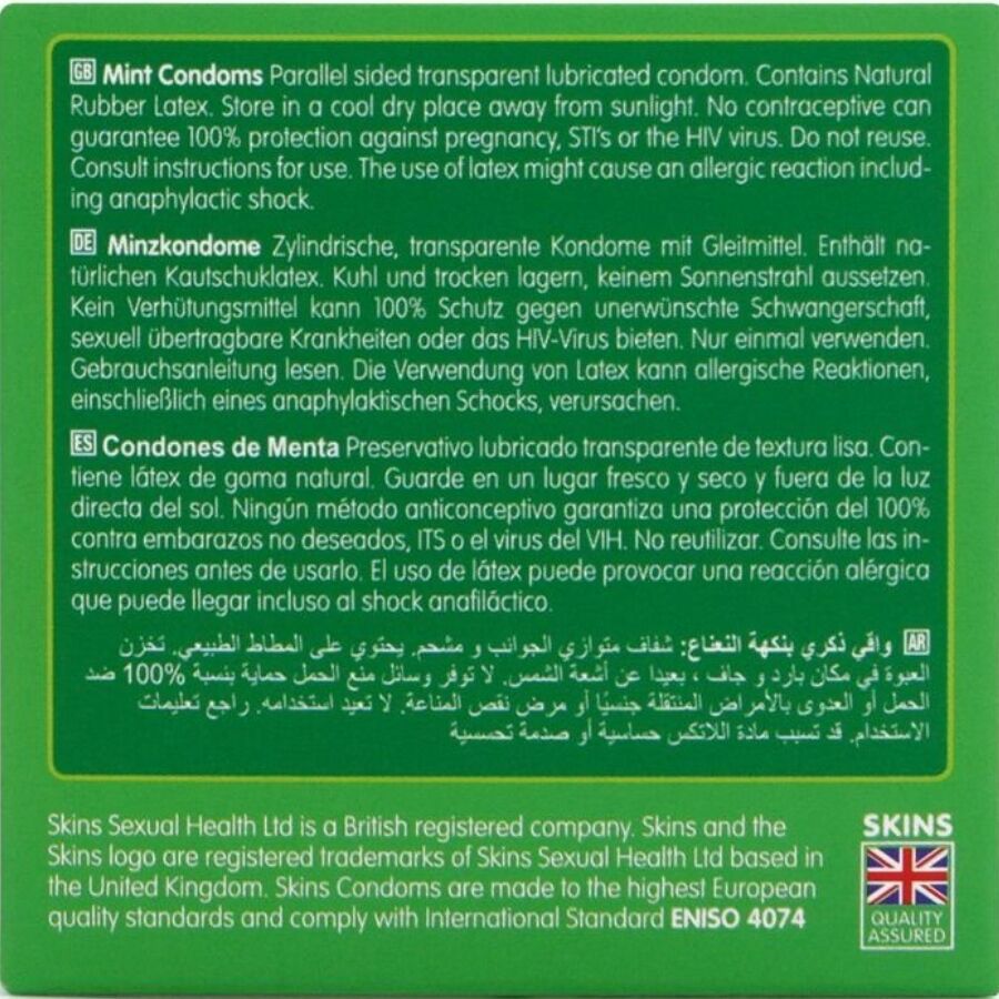 Preservativi alla Menta Skins Mint — 4 Pezzi