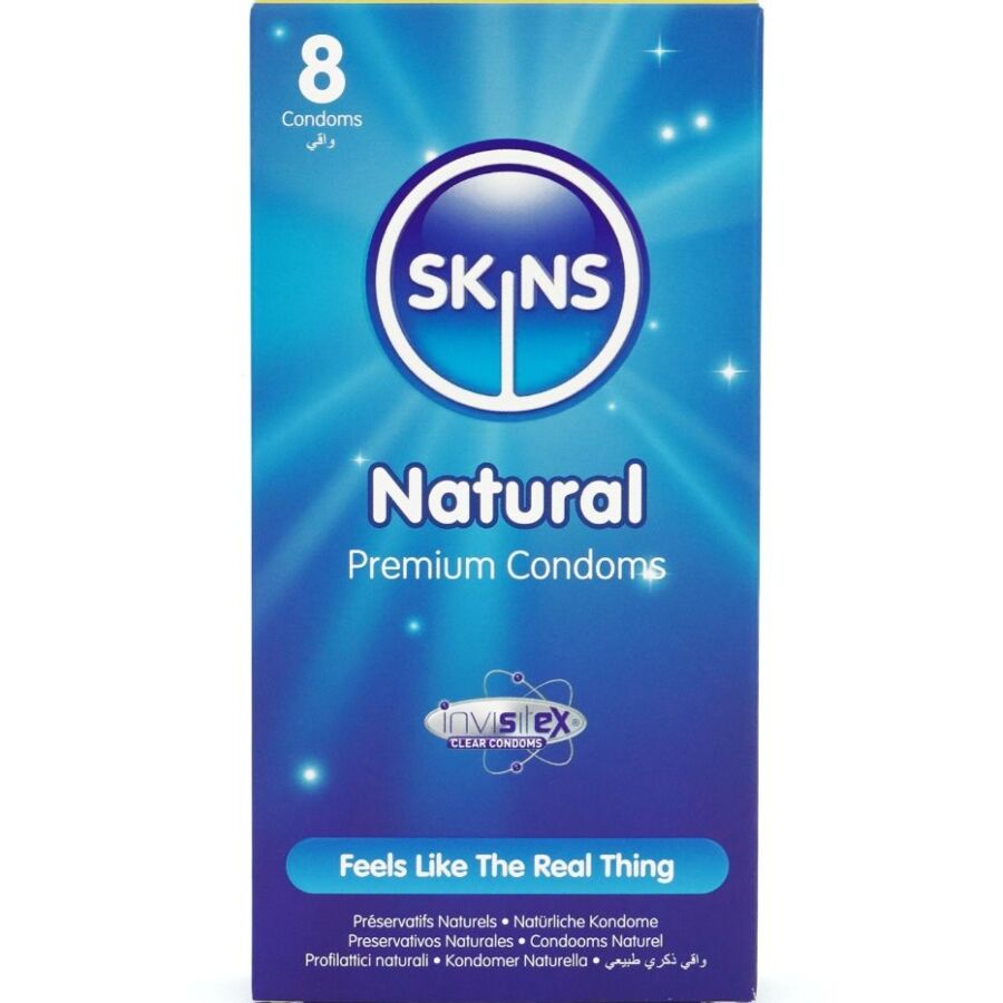 Preservativi in Lattice Naturale Skins Natural — Confezione 8 pz