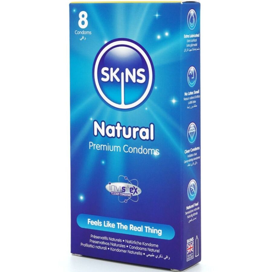 Preservativi in Lattice Naturale Skins Natural — Confezione 8 pz