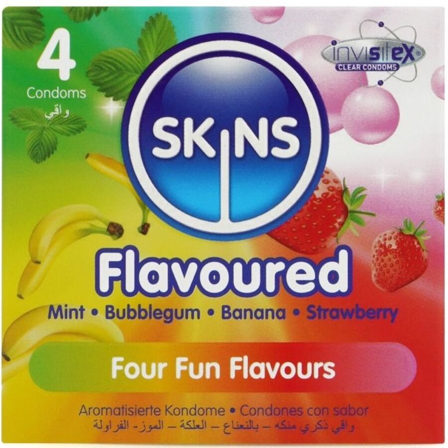 Preservativi Aromatizzati Skins — 4 Gusti Assortiti, 4 Pezzi